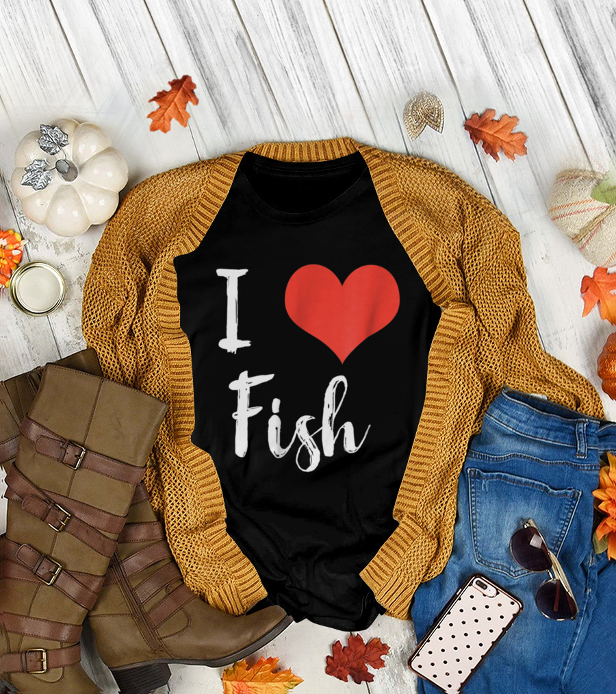 I Love Fish Heart T-Shirt