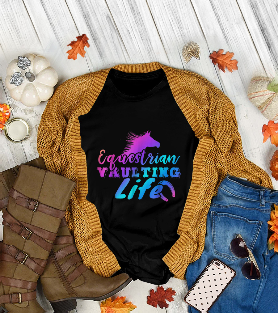Equestrian Vaulting Life Ombre Horse Head Gradient T-Shirt