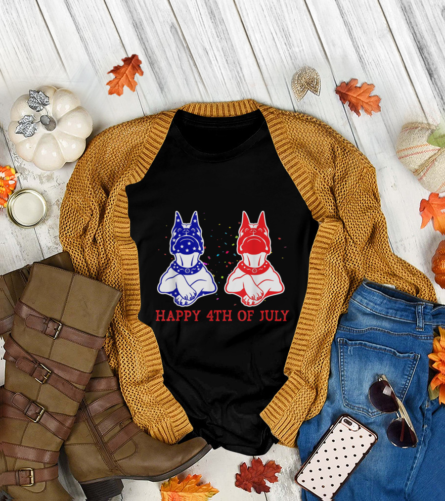 Happy 4th of July Boxer Independence Day USA Flag Colors T-Shirt