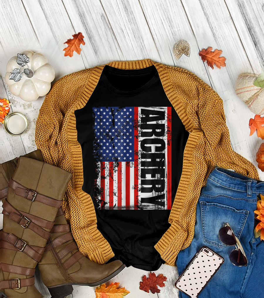 Archery American Flag Vintage Style Archer T-Shirt