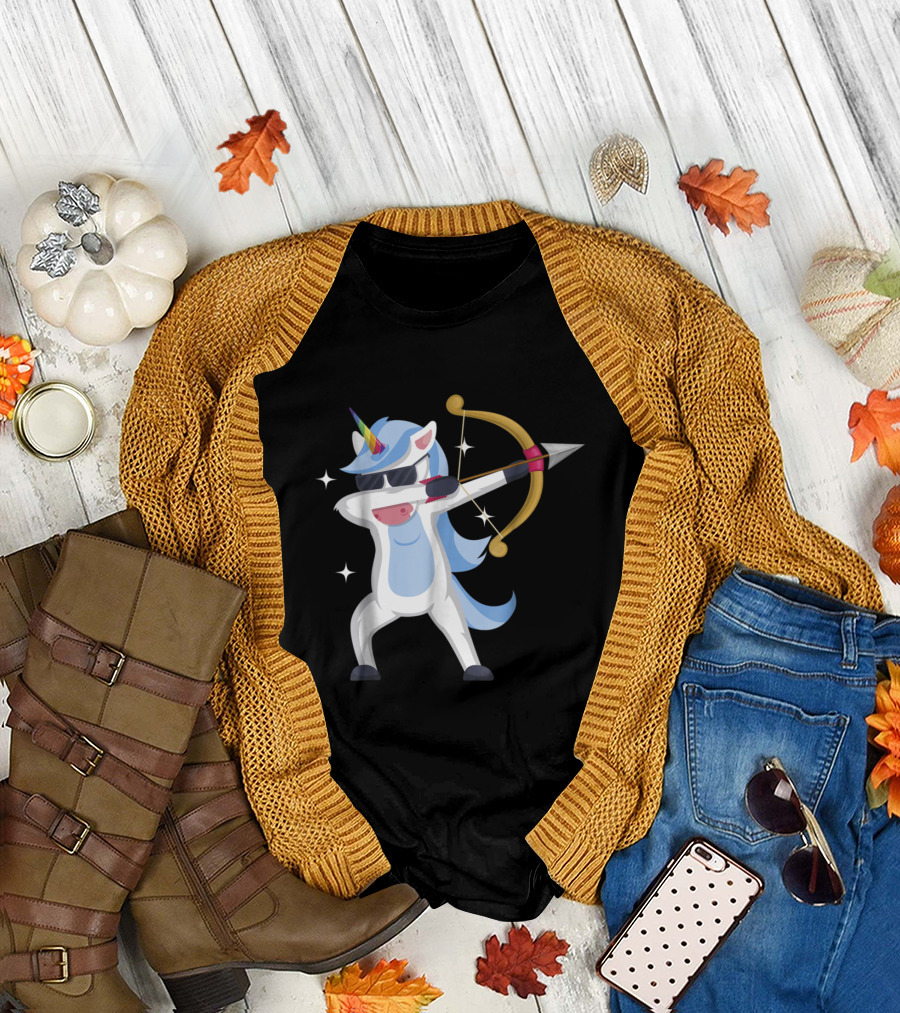 Unicorn Dabbing with Bow and Arrow Archery Pose T-Shirt