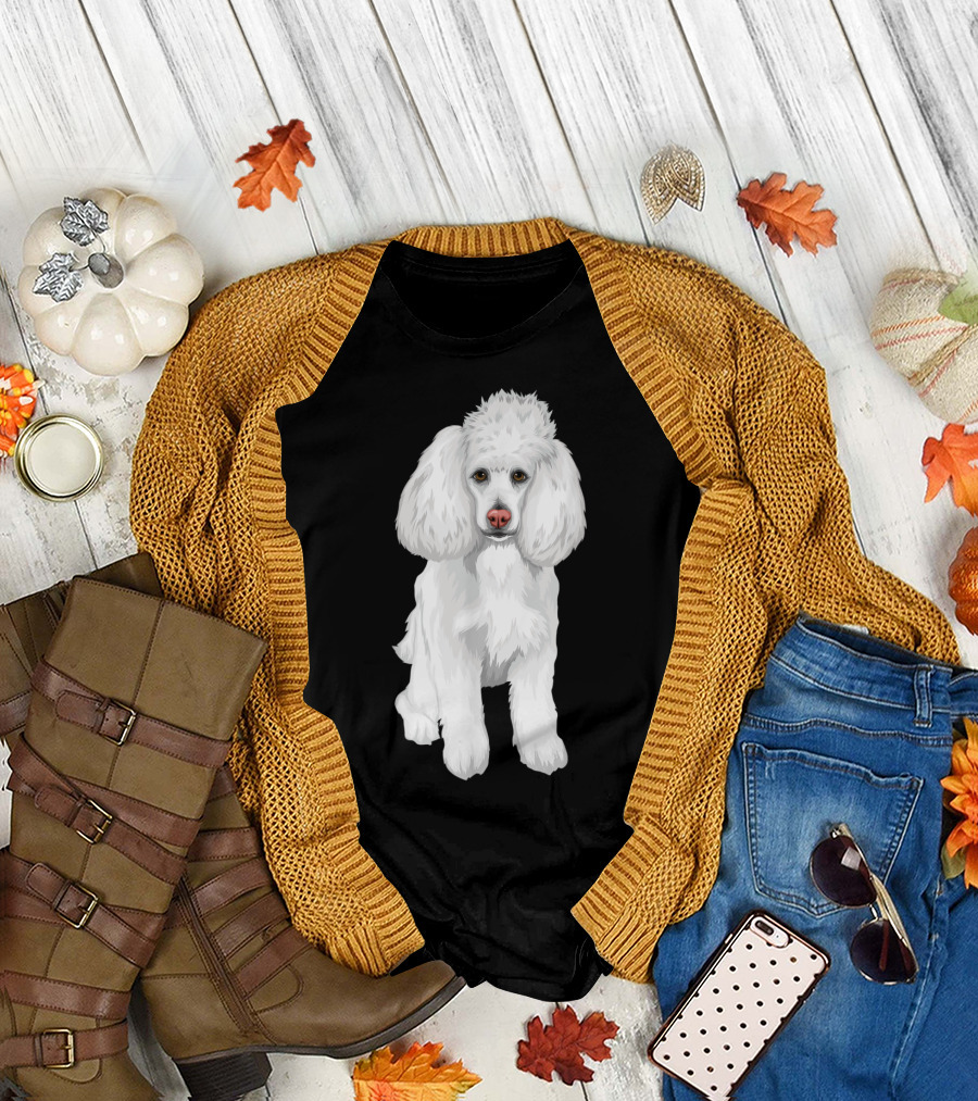 Cute Poodle Dog Face White Fluffy Pet T-Shirt