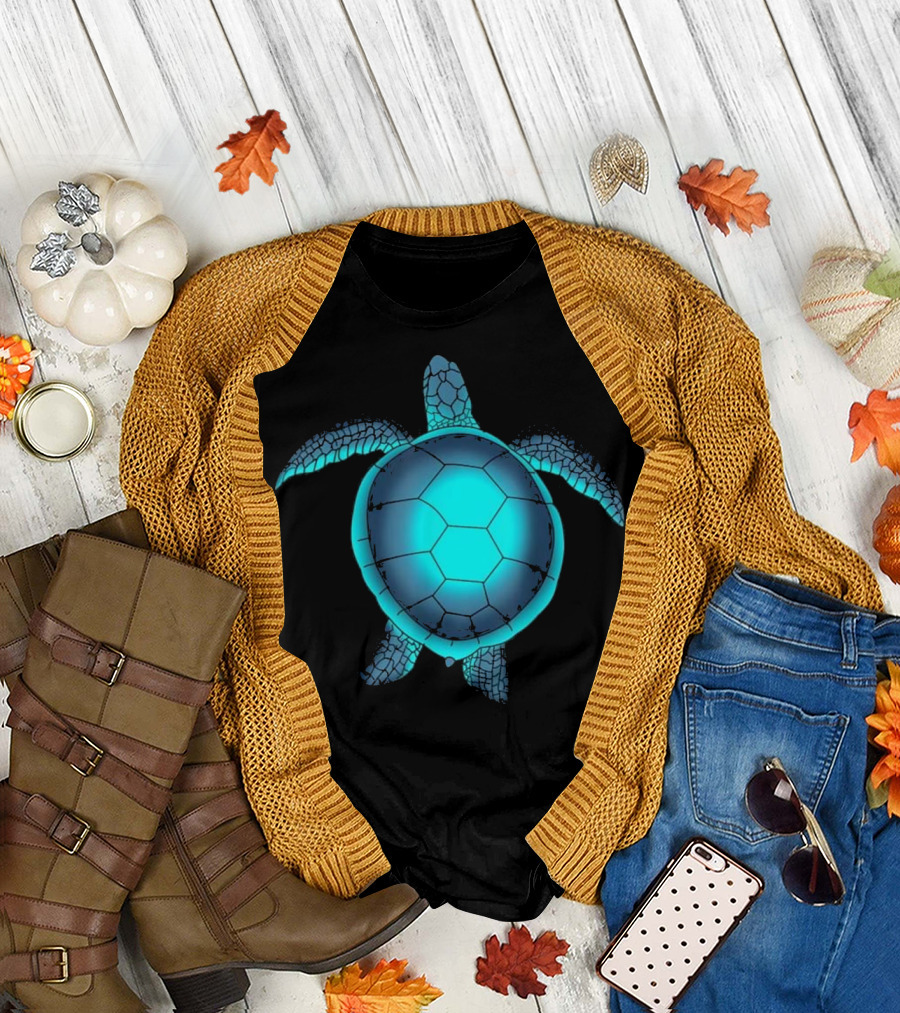 Turquoise Blue Sea Turtle Watercolor Lover Ocean Life T-Shirt