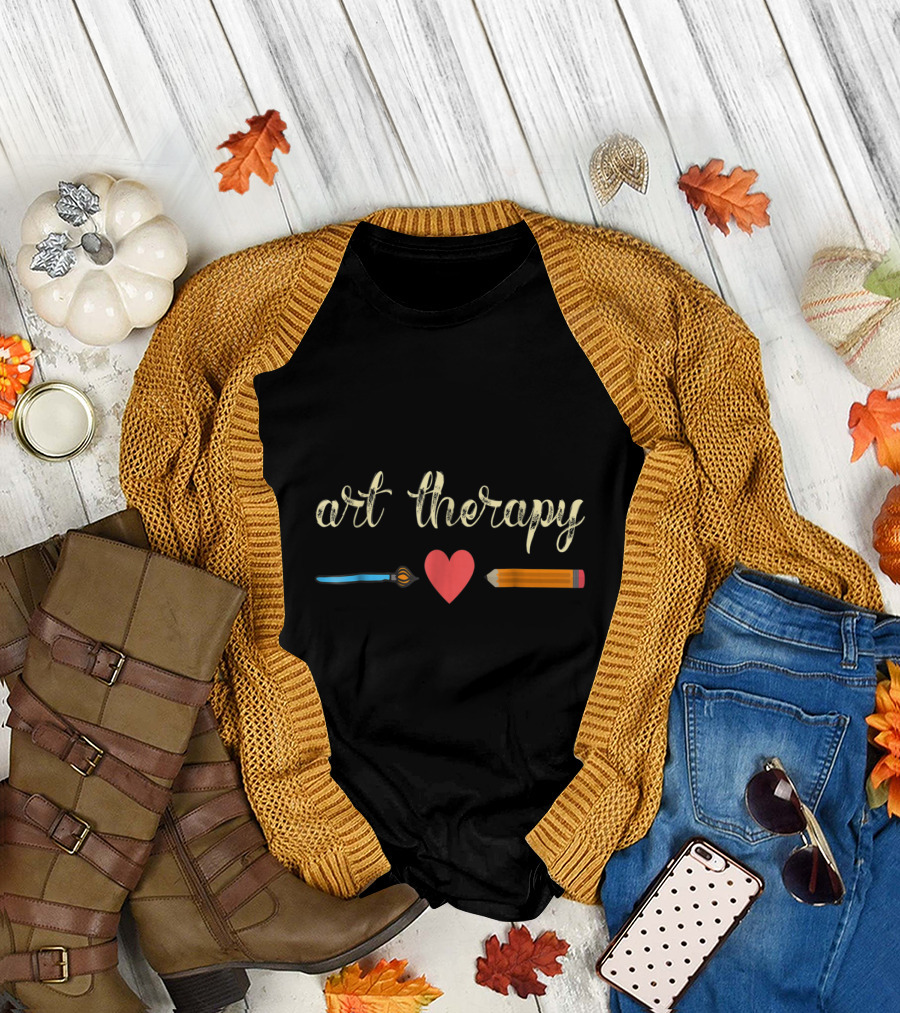 Art Therapy Heart Paintbrush Pencil T-Shirt