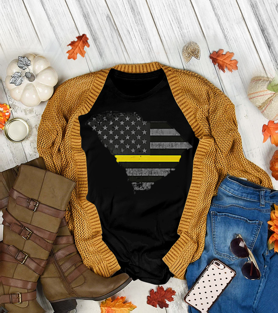 South Carolina Thin Yellow Line 911 Emergency Support Flag T-Shirt