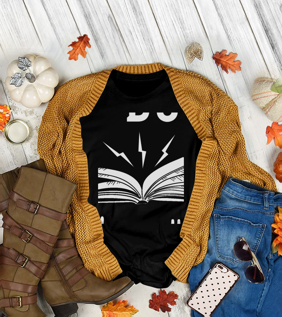 Ask Me About My Book Lover Lightning Power with Open Pages T-Shirt