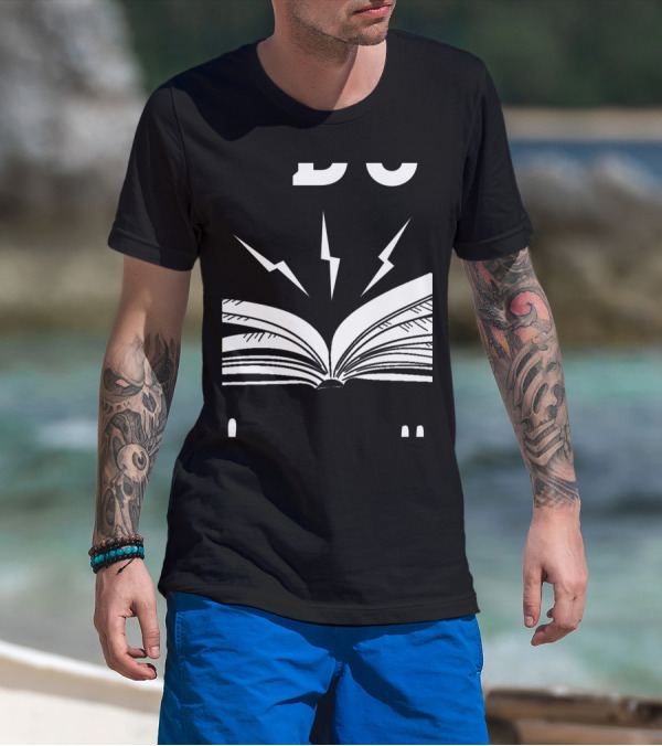 Ask Me About My Book Lover Lightning Power With Open Pages T-Shirt