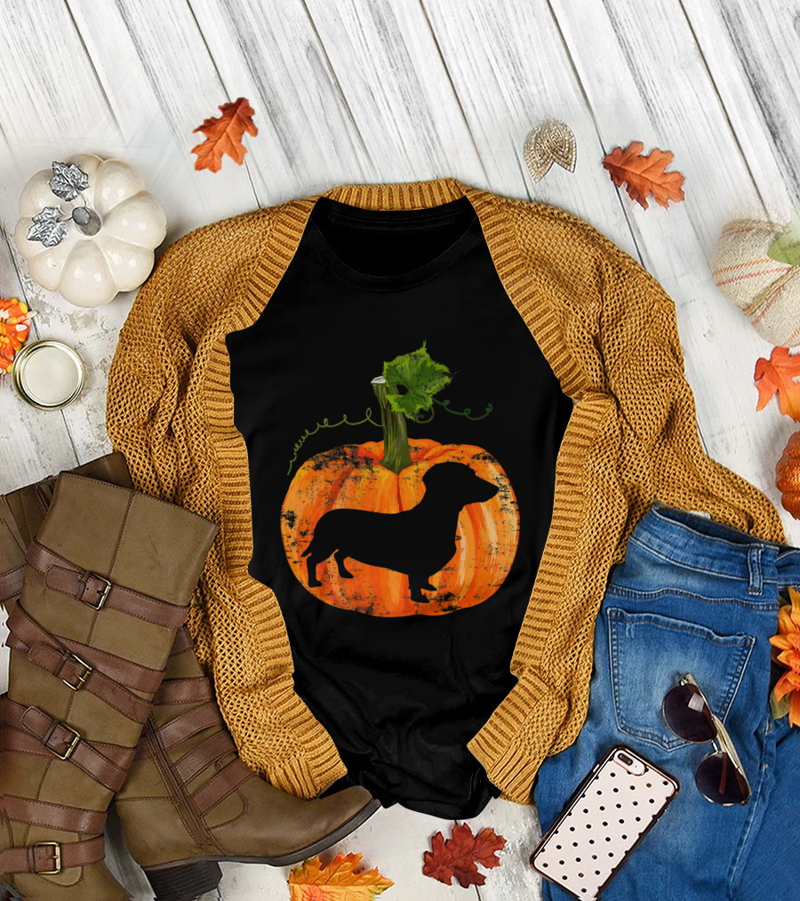 Happy Halloween Dachshund Dog Pumpkin T-Shirt