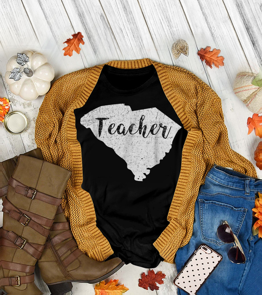 South Carolina Teacher Vintage Map T-Shirt