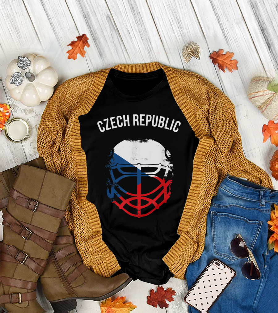 Czech Republic Czech Flag Hockey Helmet T-Shirt