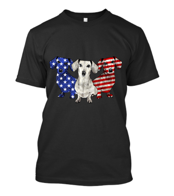 Dachshund American Flag Stars And Stripes Fourth Of July T-Shirt