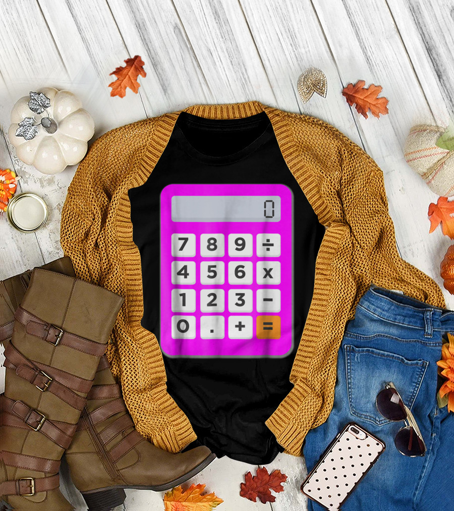 Calculator 0 Display in Pink with Mathematical Buttons 7894561230+÷x-= T-Shirt