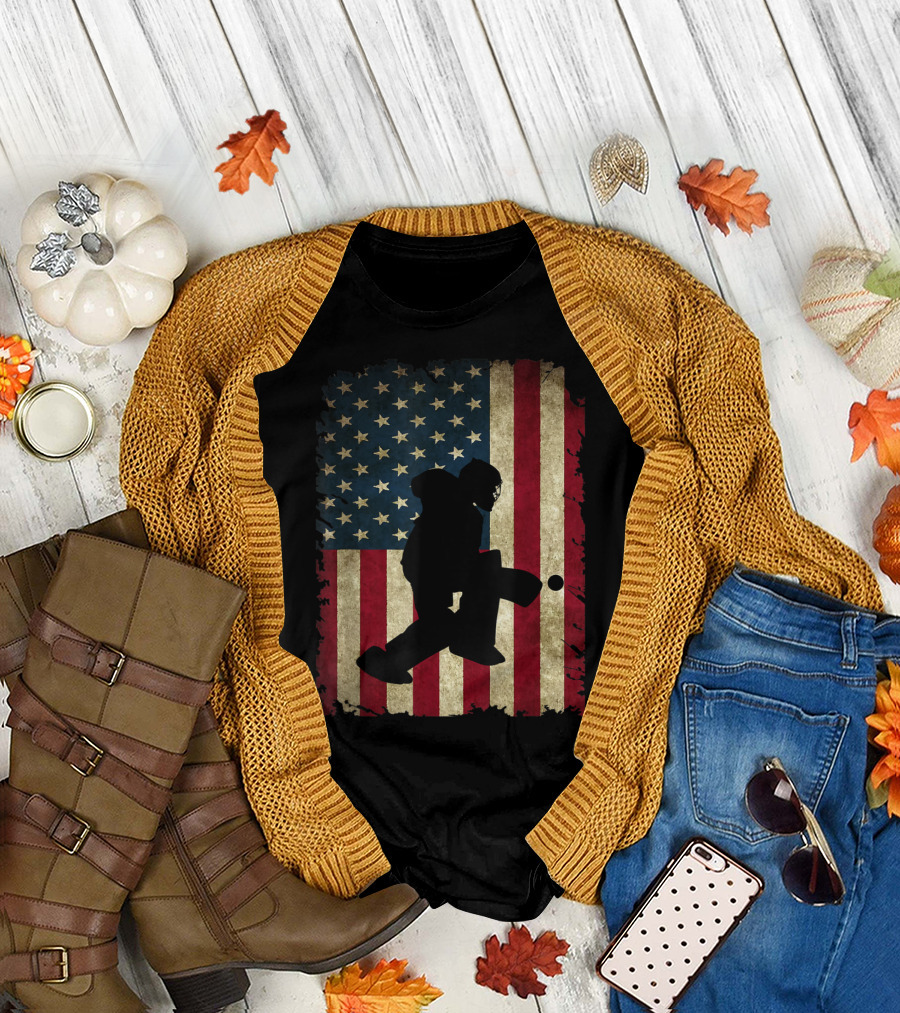 Field Hockey Goalie American Flag Girls T-Shirt