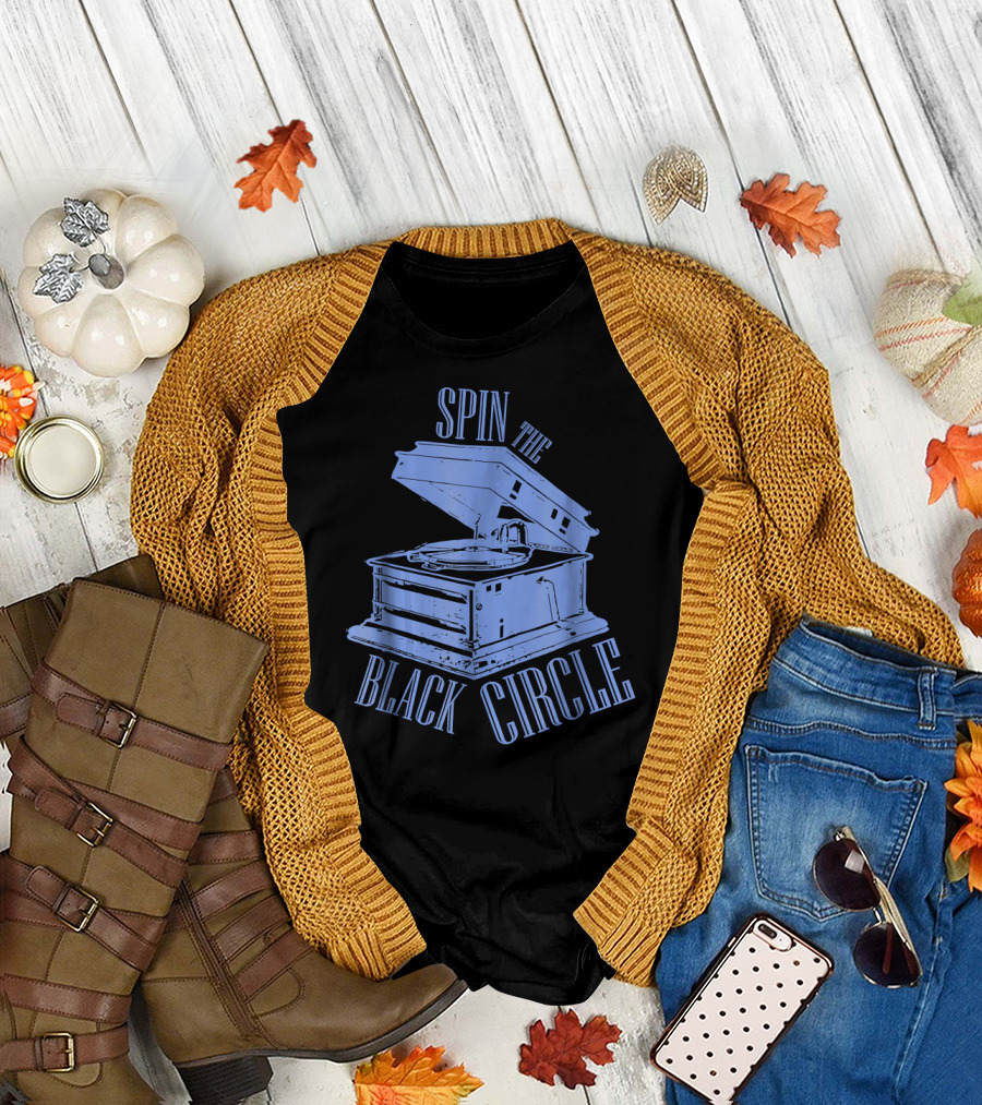 Spin the Black Circle Record Player Grunge T-Shirt