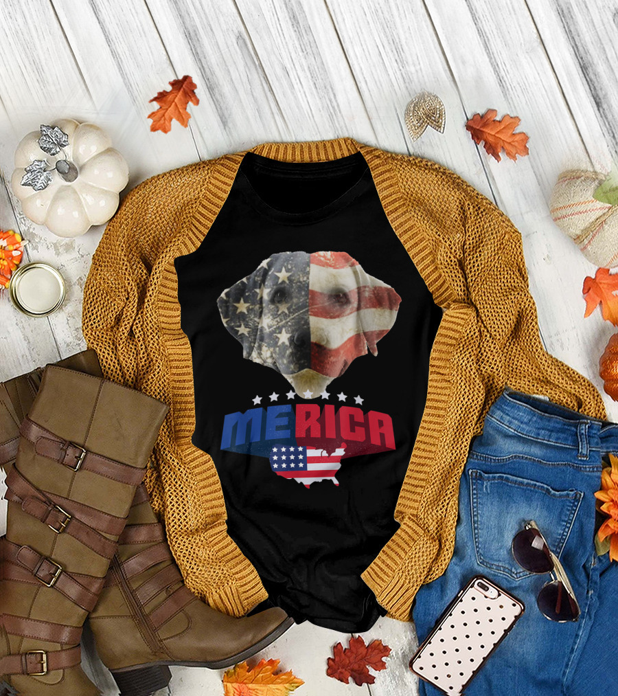 Merica Dachshund Patriotic USA Flag Dog T-Shirt