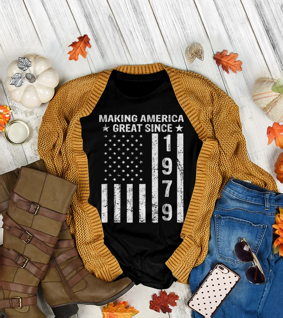 Making America Great Since 1979 Vintage American Flag T-Shirt