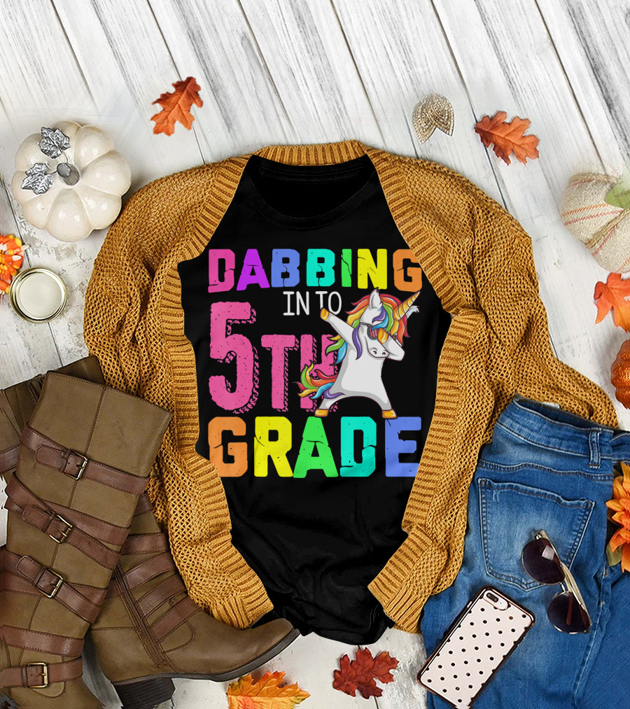 Dabbing into 5th Grade Unicorn Back to School T-Shirt