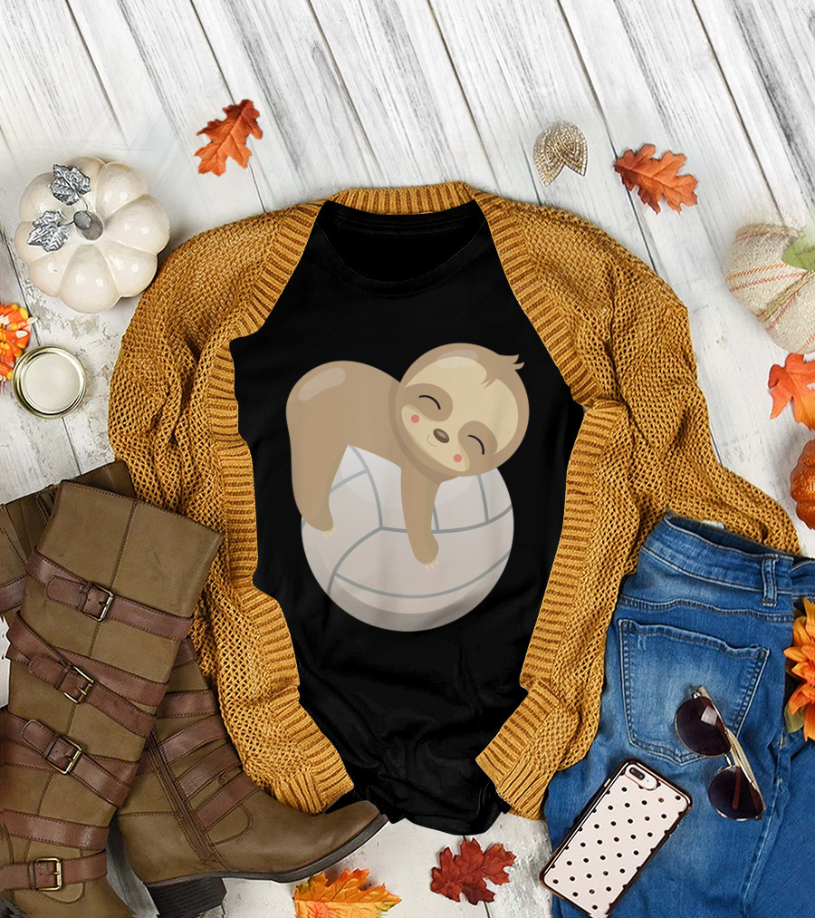 Baby Sloth Relaxing on Volleyball Ball T-Shirt