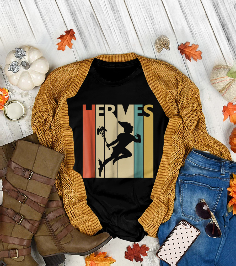 HERMES God Vintage Style Silhouette Retro Colors T-Shirt
