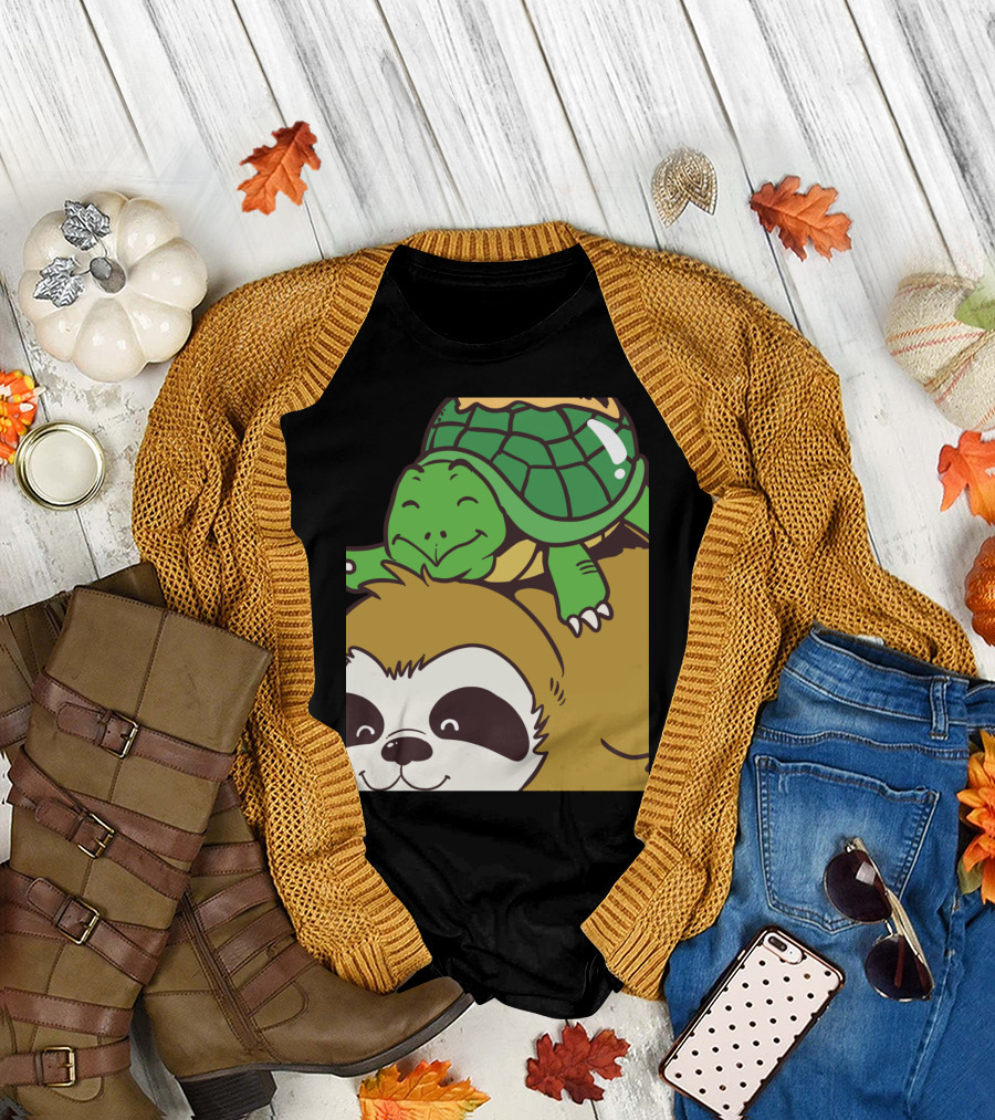 Funny Running Wild Sloth Turtle Ride T-Shirt