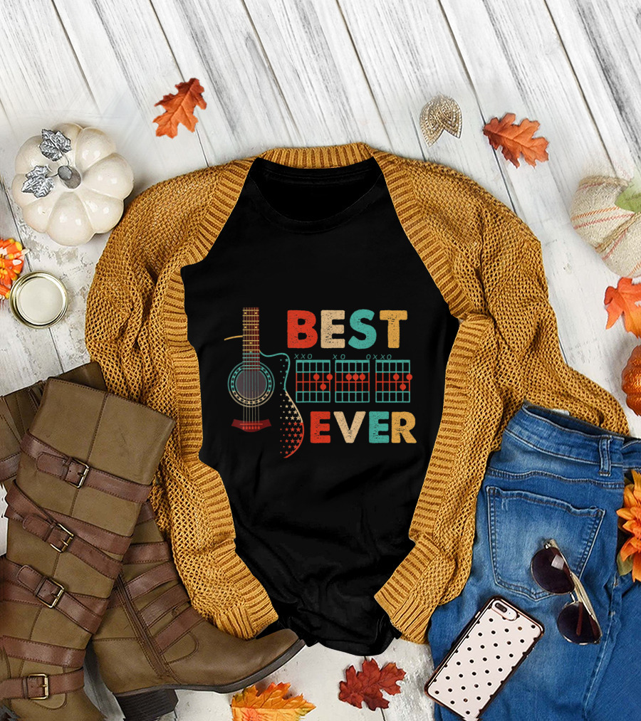 Best Dad Ever Guitar Chords Colorful T-Shirt