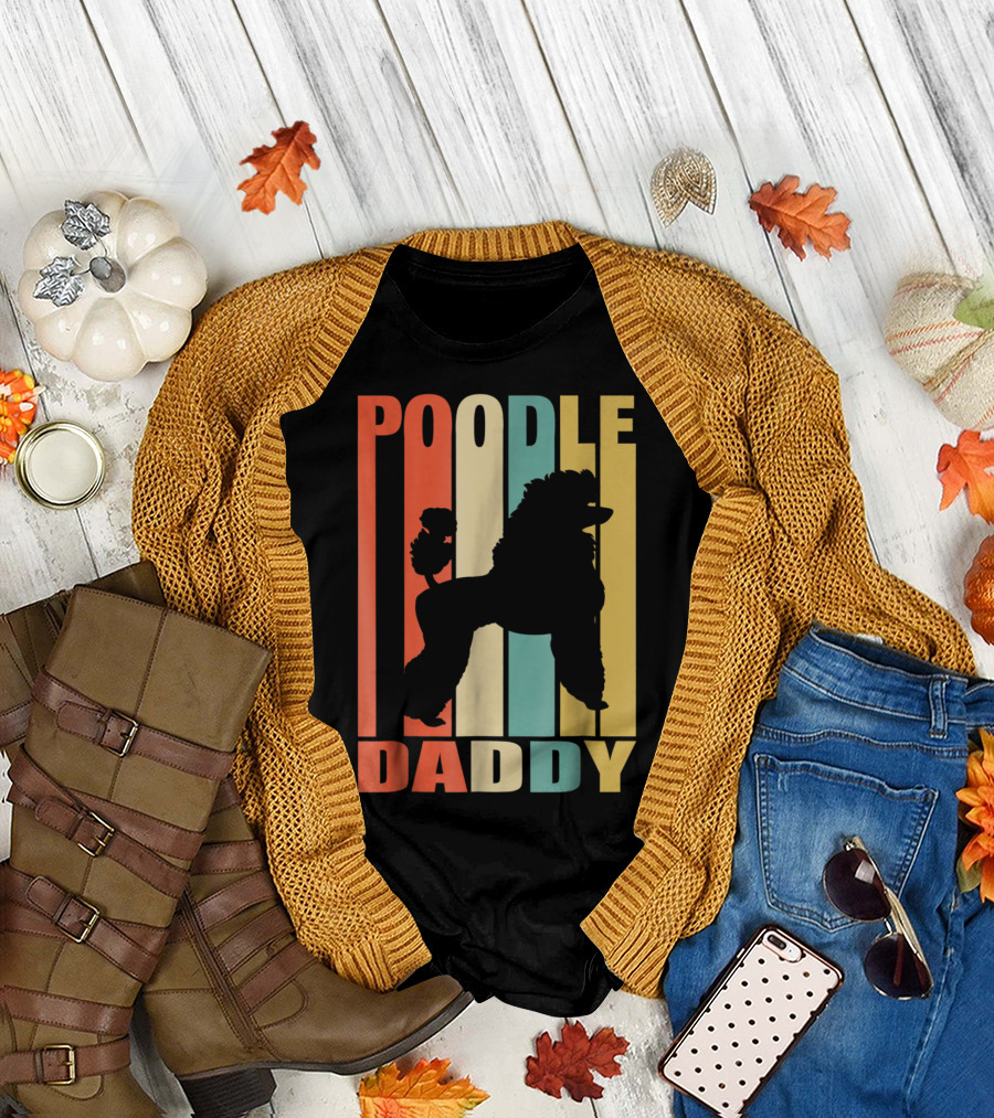 POODLE DADDY Retro Stripes T-Shirt