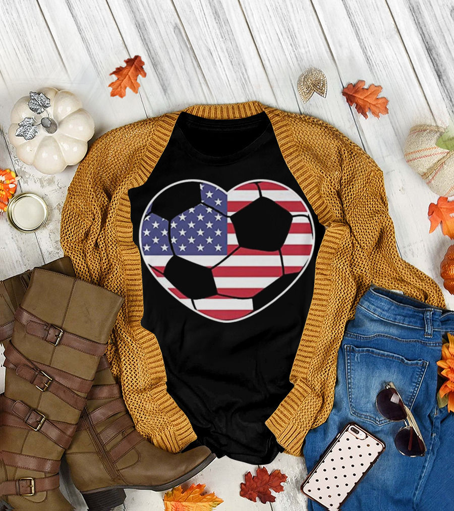United States Flag Heart Soccer Jersey T-Shirt