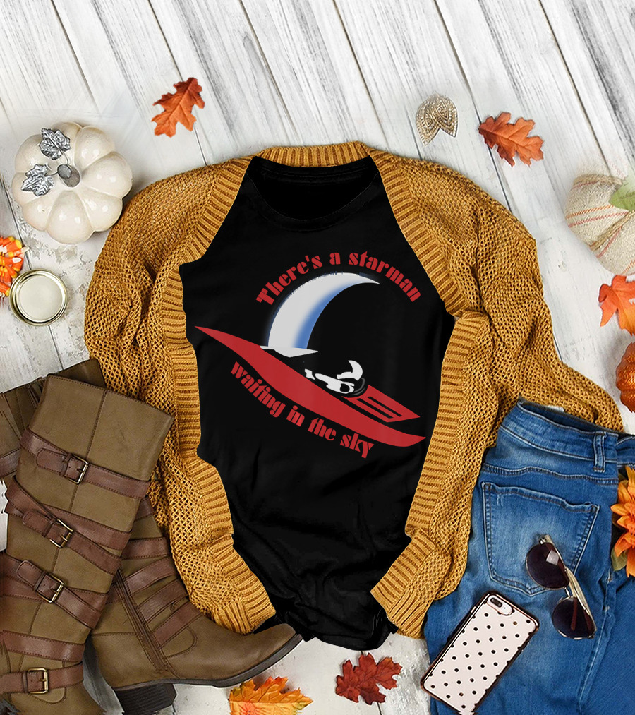 There's a Starman Waiting in the Sky Moon Hat T-Shirt