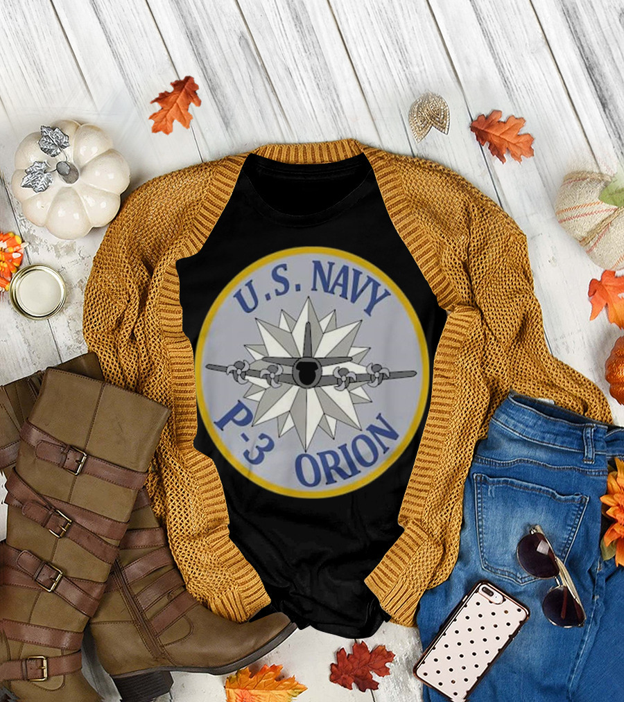 U.S. Navy P-3 Orion Emblem with Aircraft and Starburst T-Shirt