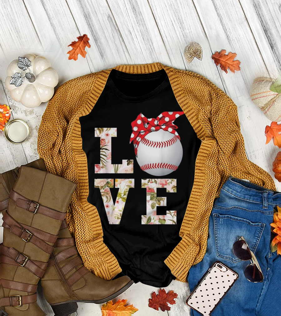 Love Baseball Summer Floral T-Shirt