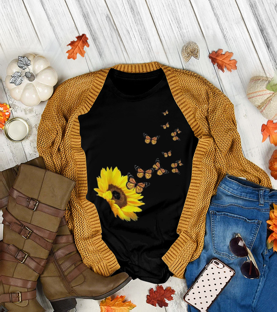Sunflower Monarch Butterfly Dreams T-Shirt