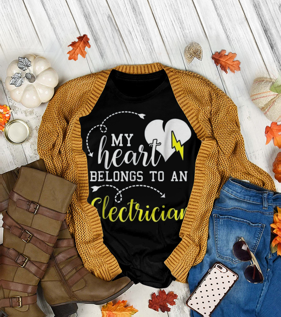 My Heart Belongs to an Electrician Valentines Day Gifts for Him Her T-Shirt