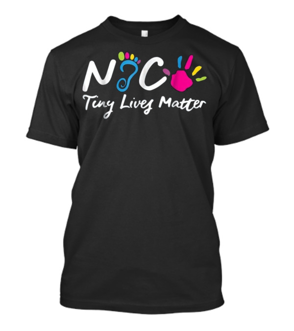 NICU Tiny Lives Matter Neonatal Footprint And Handprint T-Shirt