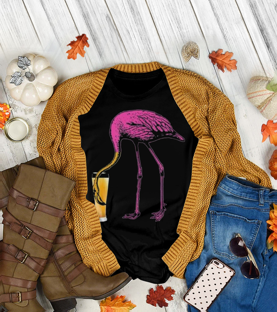 Vintage Pink Flamingo Beer Lover T-Shirt