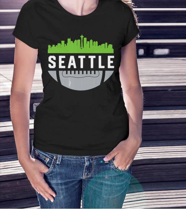 Seattle Skyline Vintage Downtown Washington Football T-Shirt