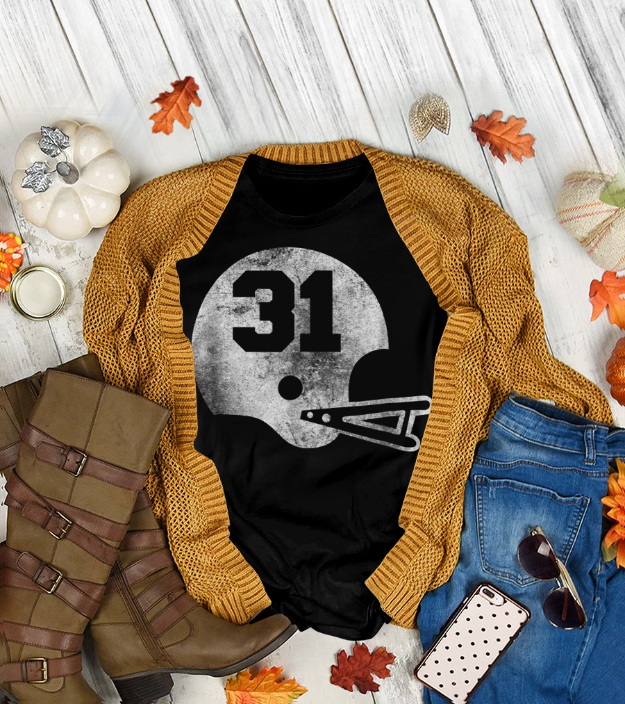 Vintage Football Jersey Helmet Number 31 Pla T-Shirt