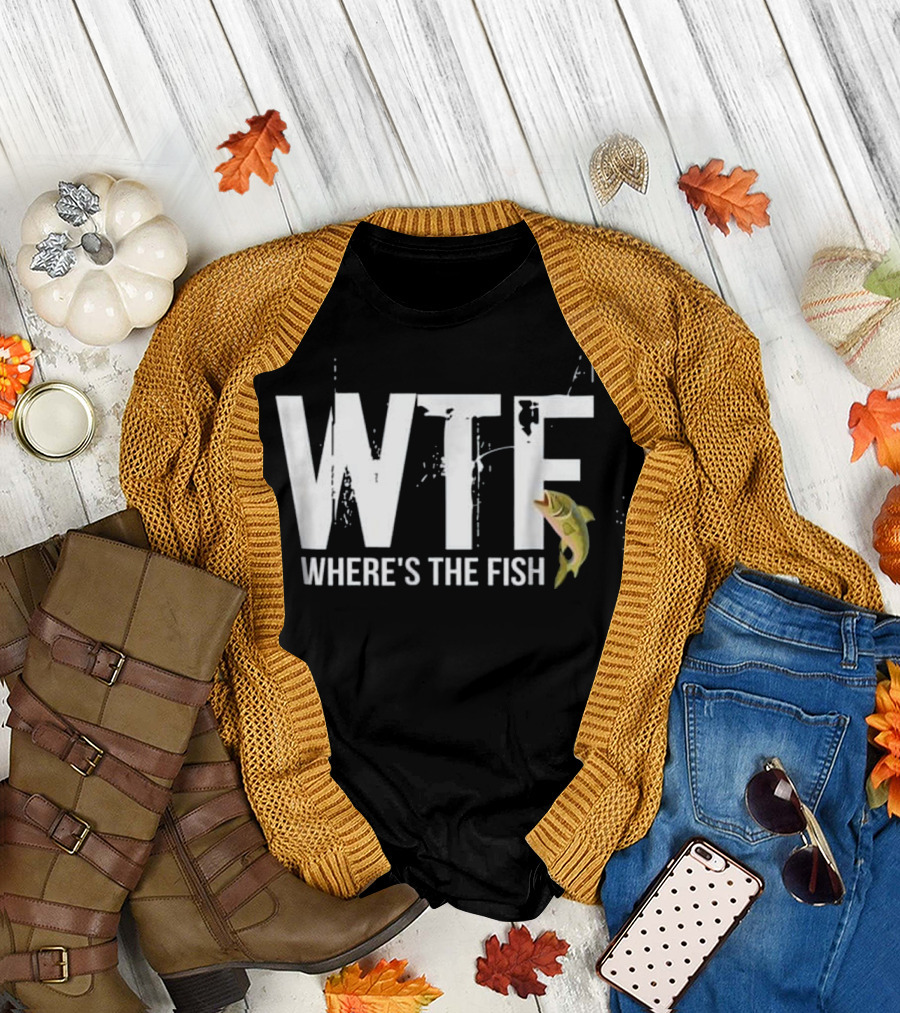 WTF Where's The Fish Angling Shirt with Leaping Fish T-Shirt