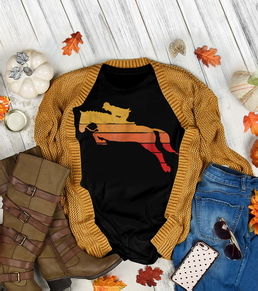 Vintage Horse Rider Girl 80s Hunter Jumper Sunset T-Shirt