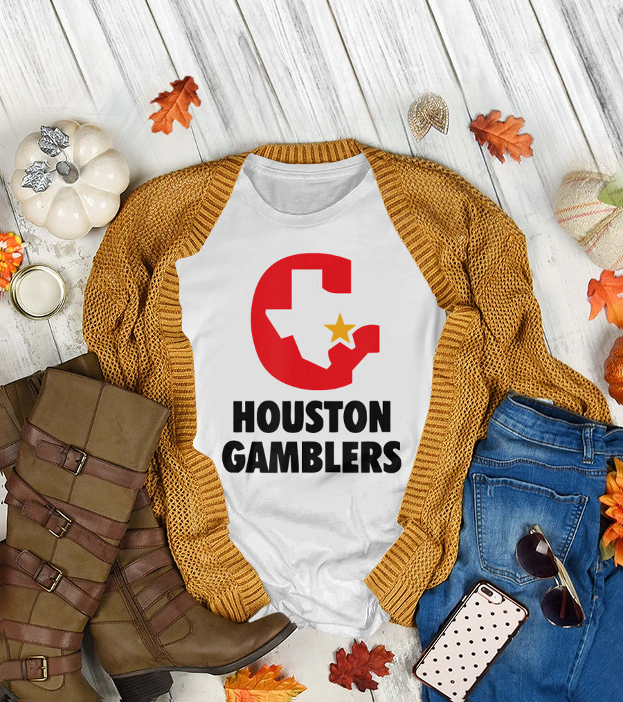 Houston Gamblers Classic Vintage Football Logo Texas Star T-Shirt