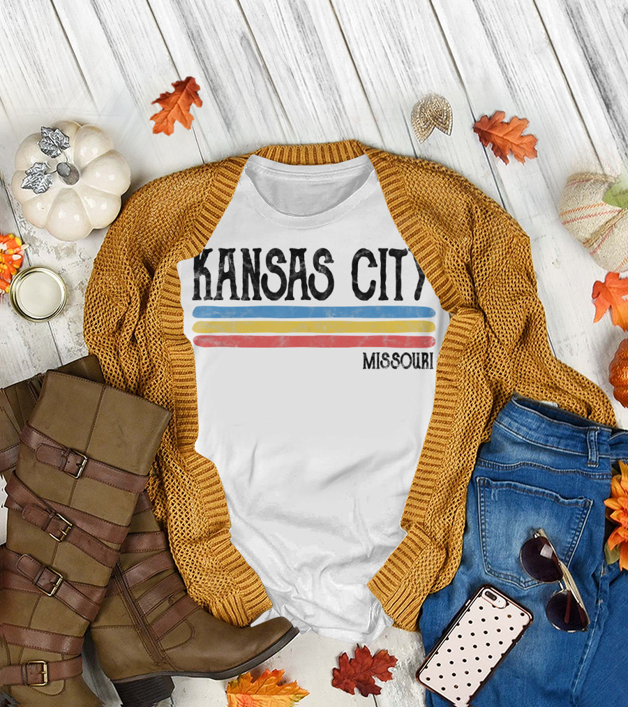 Kansas City Missouri Vintage Retro Love Stripes T-Shirt