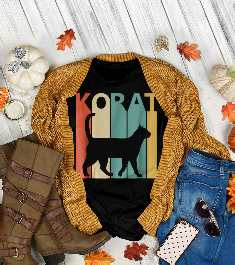 Korat Cat Silhouette Vintage T-Shirt