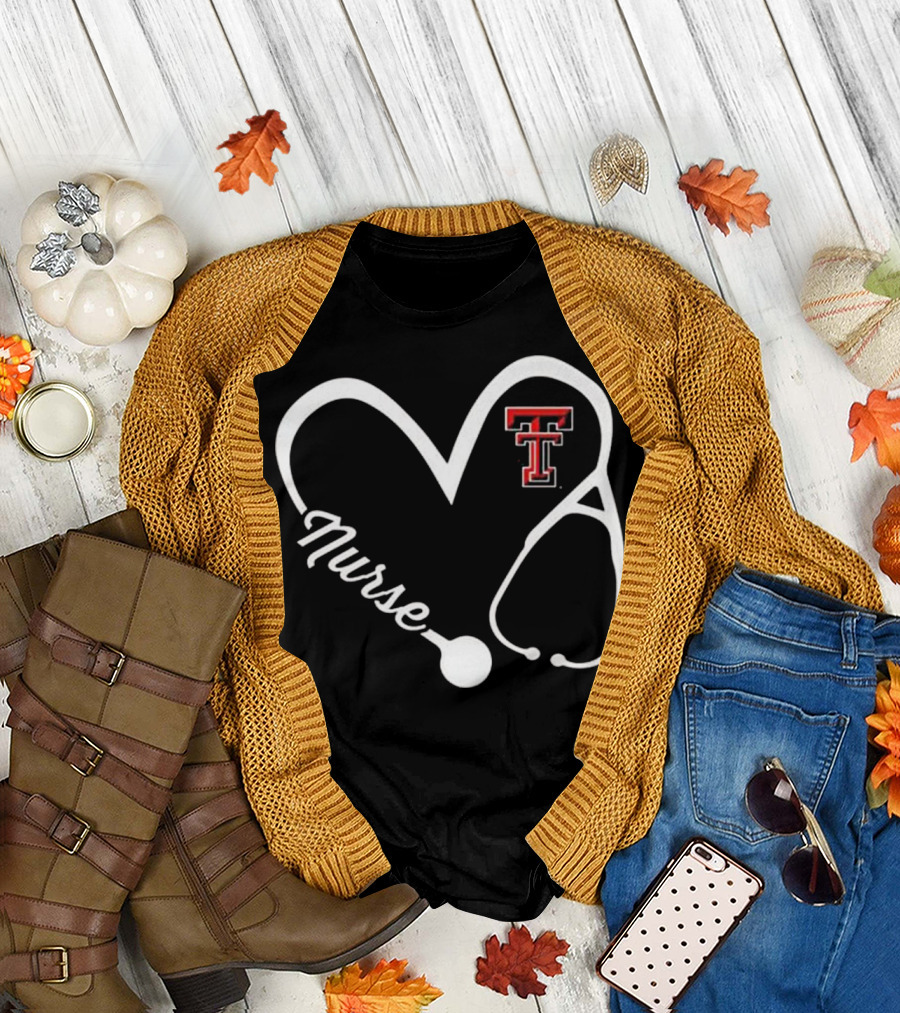 Texas Tech Red Raiders Heart Nurse Stethoscope T-Shirt