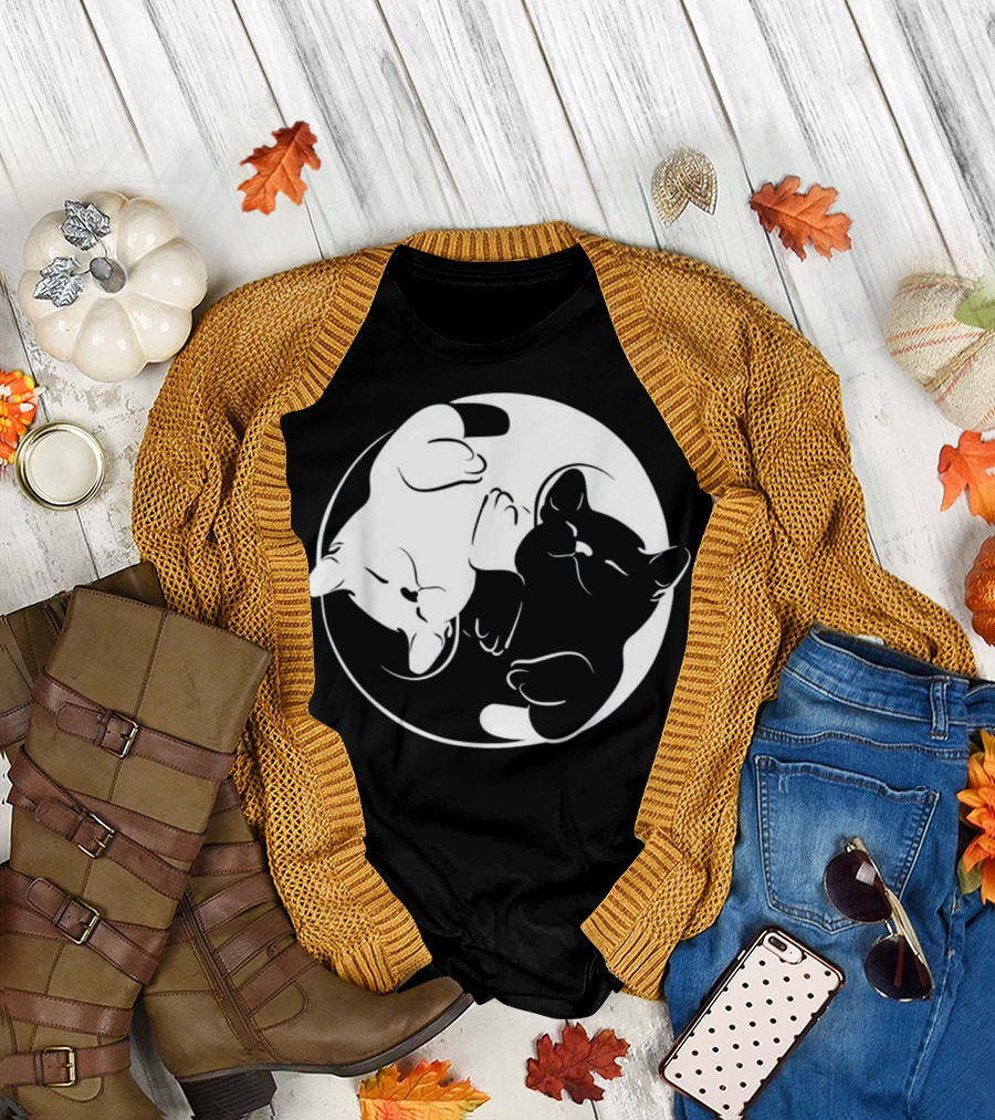 Yin Yang Zen Cats Yoga Meditation Harmony T-Shirt