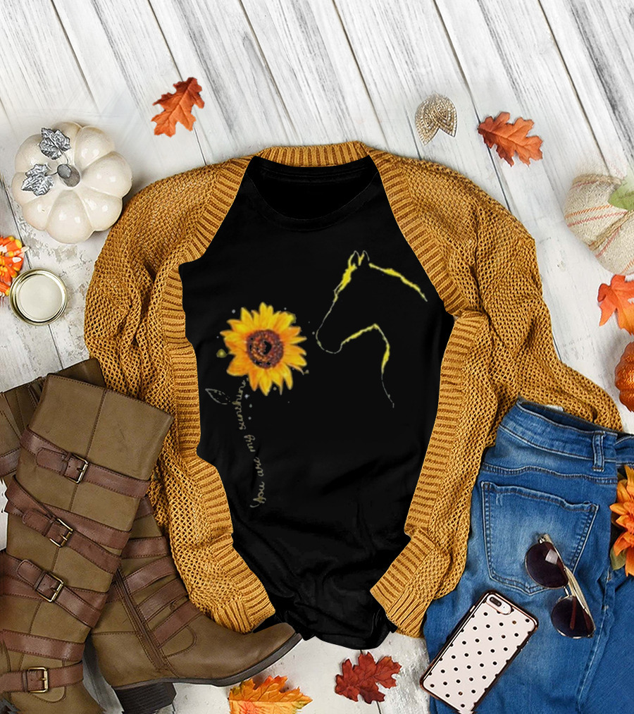 You Are My Sunshine Sunflower Horse Outline T-Shirt
