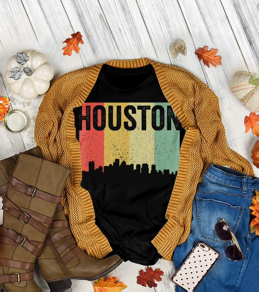Retro Houston Skyline Vintage Souvenir Texas T-Shirt