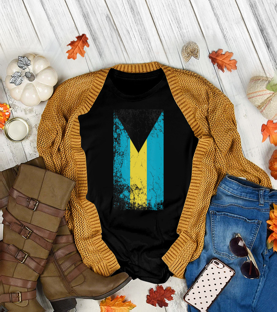 The Bahamas National Flag Vintage Style Retro Distressed Look T-Shirt