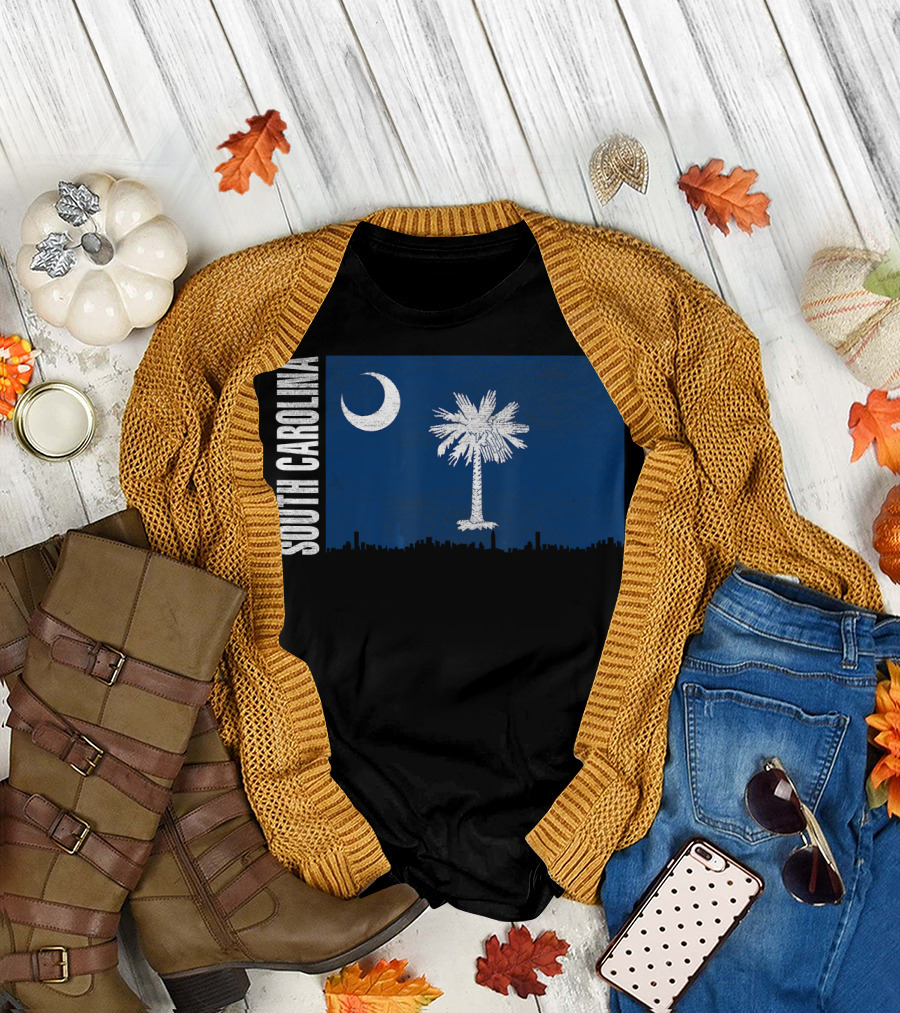 South Carolina Vintage Flag Palmetto Crescent Moon T-Shirt