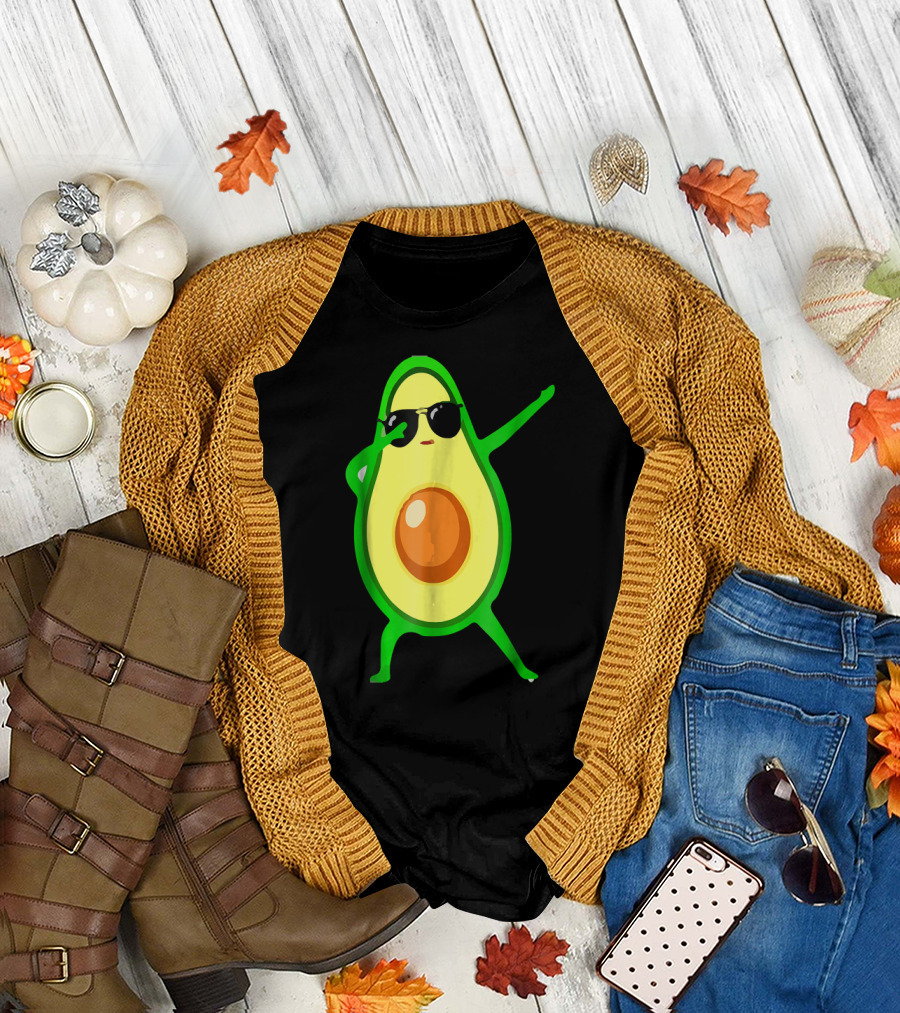 The Dabbing Avocado Plant Green Food Lo With Cool Sunglasses Dance Move T-Shirt