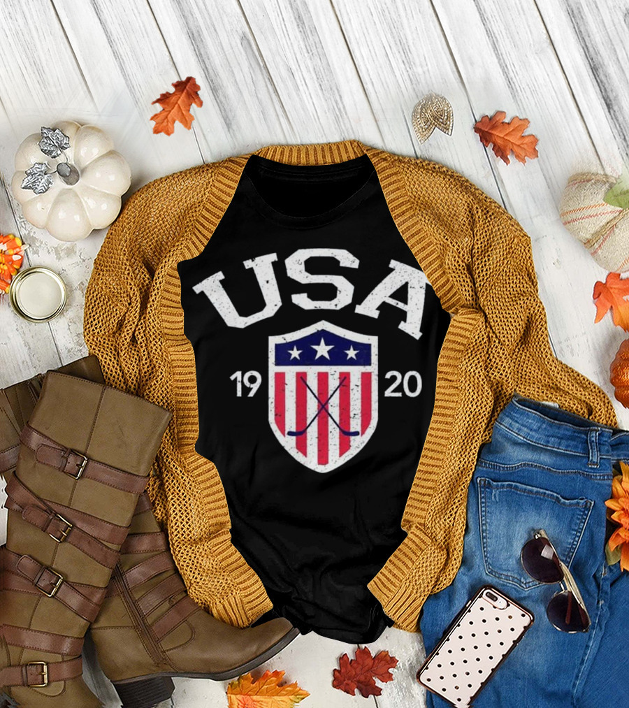 Vintage USA 1920 National Hockey Shield T-Shirt