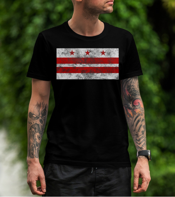 Vintage Washington DC Flag Stars And Stripes District Of Columbia T-Shirt